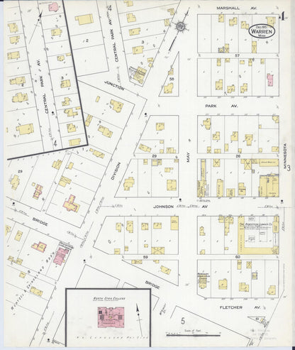 Sanborn Fire Insurance Map from Warren, Marshall County, Minnesota (1915), Sheet #0004 - Historic Sanborn Fire Insurance Map Print, vintage old map wall art, antique decor, genealogy gift, Minnesota Minnesota map