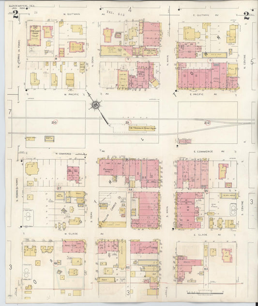 Sanborn Fire Insurance Map from Gladewater, Gregg County, Texas (1938), Sheet #0002 - Historic Sanborn Fire Insurance Map Print, vintage old map wall art, antique decor, genealogy gift, Texas Texas map