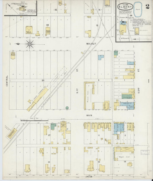 Sanborn Fire Insurance Map from Albany, Shackelford County, Texas (1896), Sheet #0002 - Historic Sanborn Fire Insurance Map Print, vintage old map wall art, antique decor, genealogy gift, Texas Texas map
