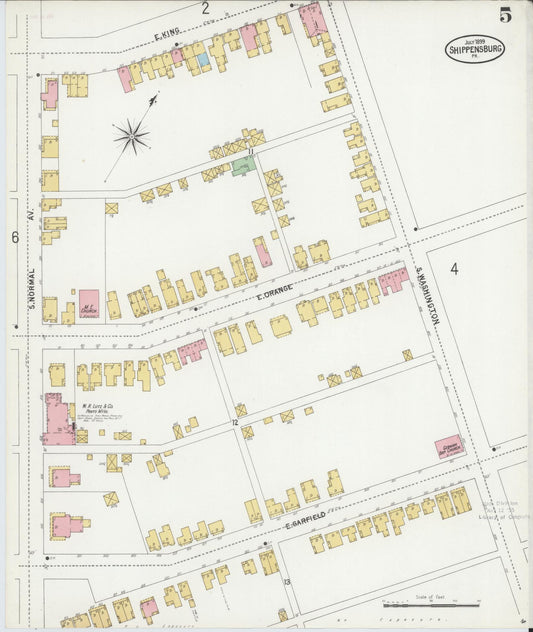 Sanborn Fire Insurance Map from Shippensburg, Cumberland And Franklin Counties, Pennsylvania (1899), Sheet #0005 - Historic Sanborn Fire Insurance Map Print, vintage old map wall art, antique decor, genealogy gift, Counties Pennsylvania map