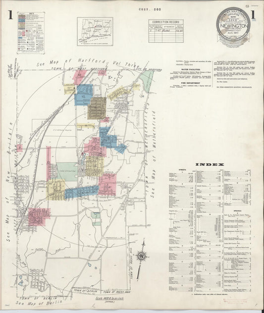 Sanborn Fire Insurance Map from Newington, Hartford County, Connecticut (1947), Sheet #0001 - Complete Map Set gallery image, historic Sanborn map, vintage wall art, Connecticut Connecticut