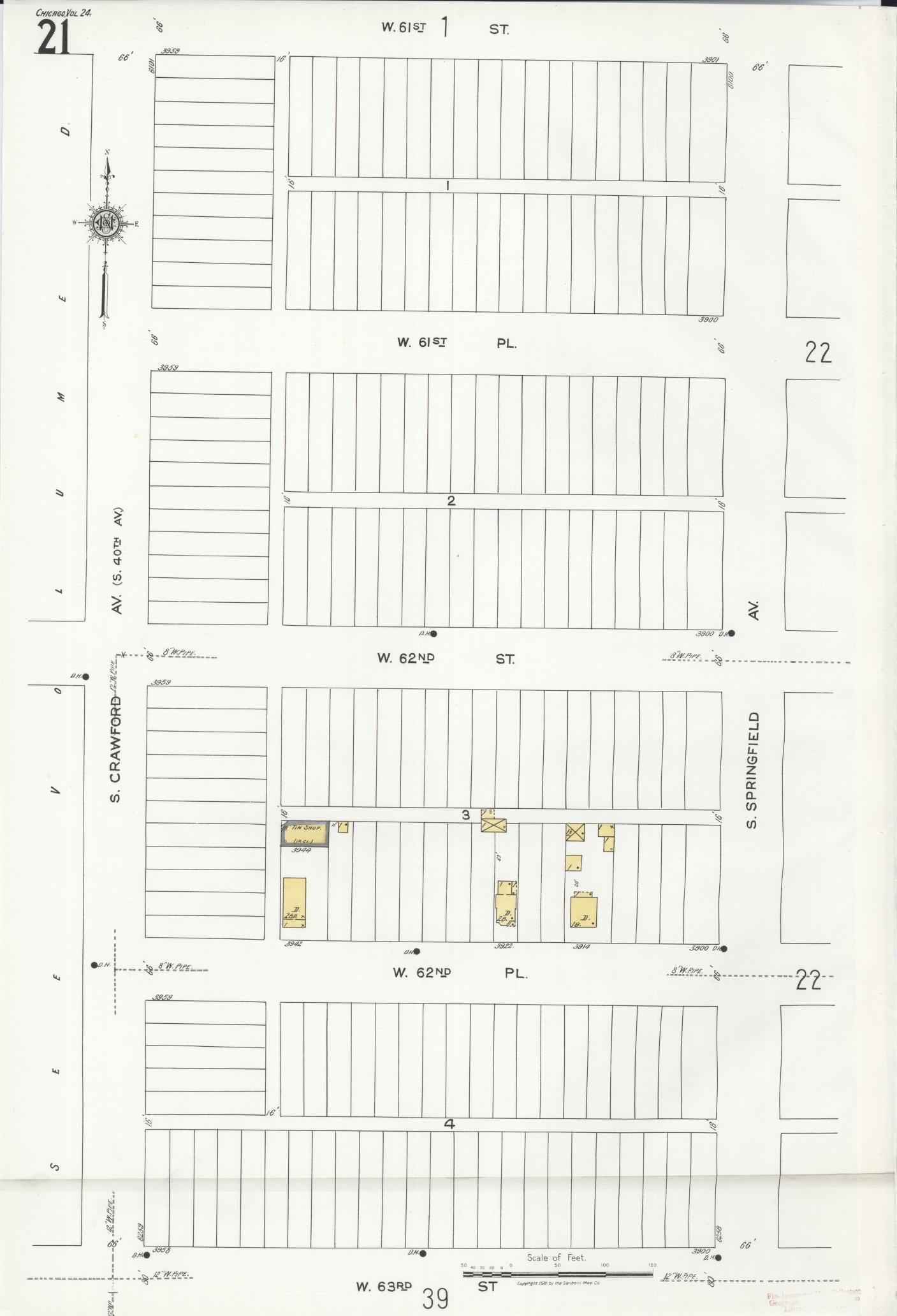 Sanborn Fire Insurance Map from Chicago, Cook County, Illinois. (1920), Sheet 21 – Historic Sanborn Fire Insurance Map Print