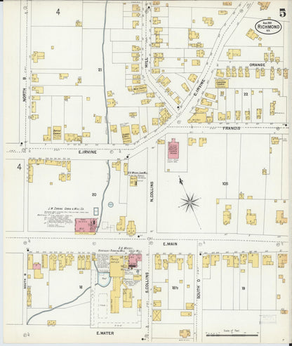 Sanborn Fire Insurance Map from Richmond, Madison County, Kentucky (1901), Sheet #0005 - Complete Map Set gallery image, historic Sanborn map, vintage wall art, Kentucky Kentucky