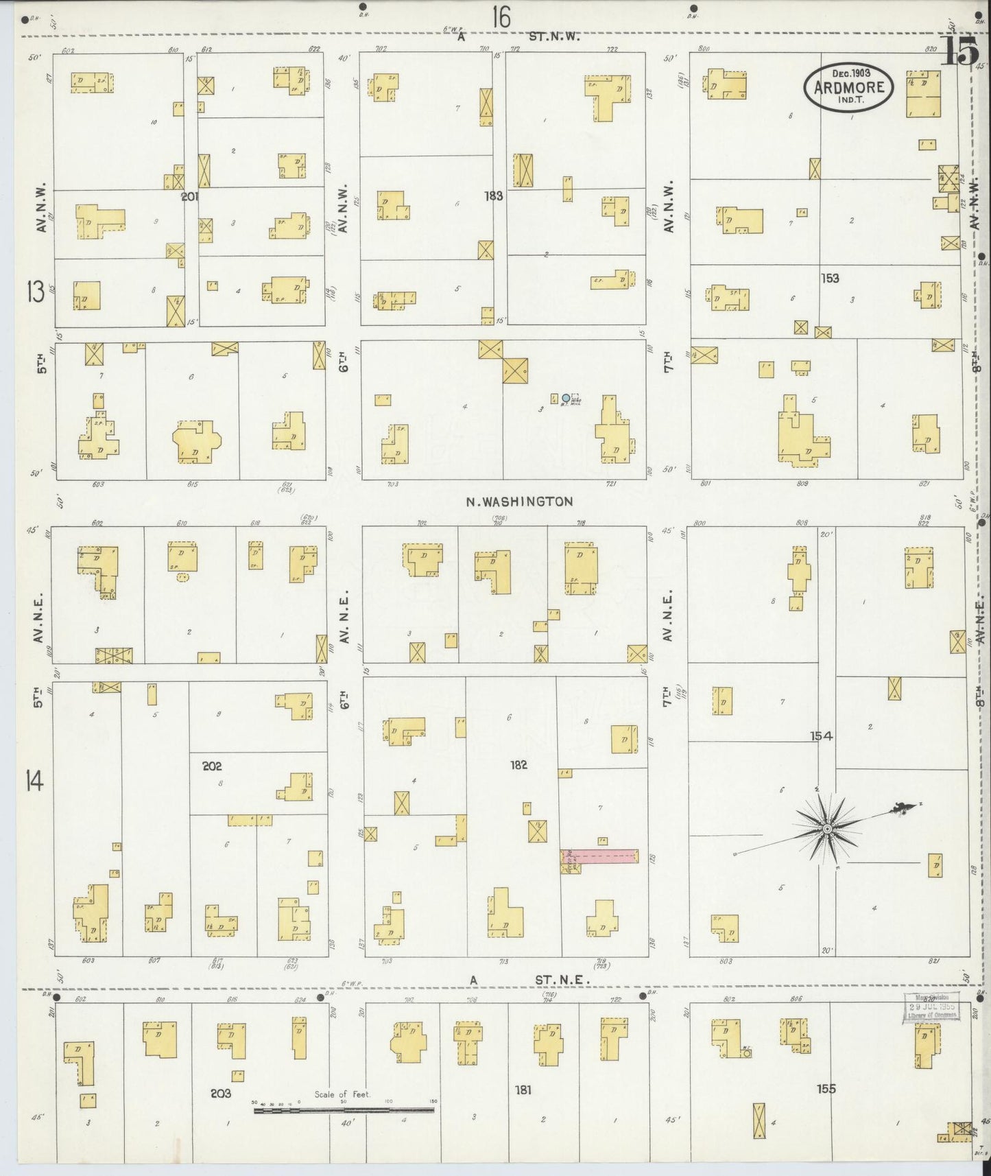 Sanborn Fire Insurance Map from Ardmore, Carter County, Oklahoma (1903), Sheet #0015 - Historic Sanborn Fire Insurance Map Print, vintage old map wall art, antique decor, genealogy gift, Oklahoma Oklahoma map