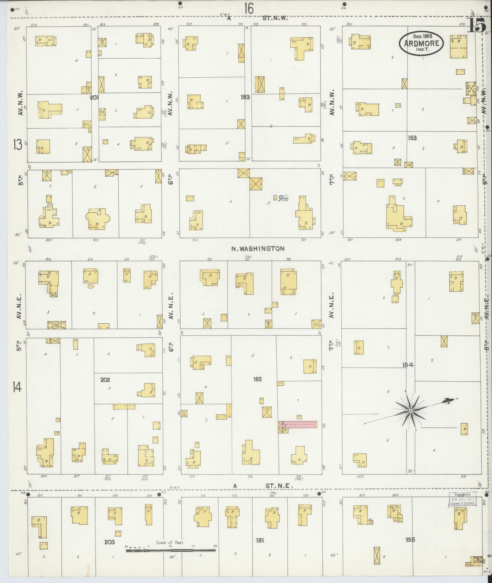 Sanborn Fire Insurance Map from Ardmore, Carter County, Oklahoma (1903), Sheet #0015 - Historic Sanborn Fire Insurance Map Print, vintage old map wall art, antique decor, genealogy gift, Oklahoma Oklahoma map