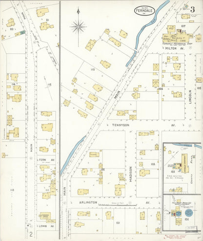 Sanborn Fire Insurance Map from Ferndale, Humboldt County, California (1900), Sheet #0003 - Complete Map Set gallery image, historic Sanborn map, vintage wall art, California California