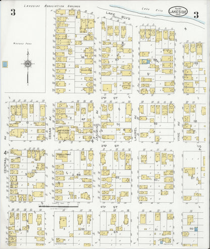 Sanborn Fire Insurance Map from Lakeside, Ottawa County, Ohio (1927), Sheet #0003 - Historic Sanborn Fire Insurance Map Print, vintage old map wall art, antique decor, genealogy gift, Ohio Ohio map