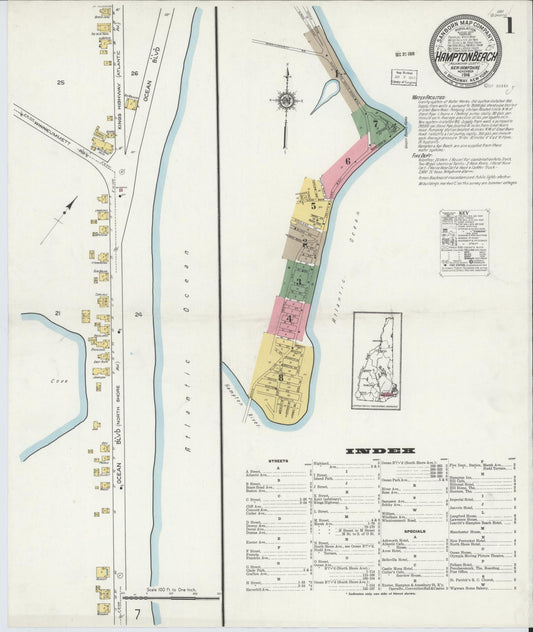 Sanborn Fire Insurance Map from Hampton Beach, Rockingham County, New Hampshire. (1916) – Historic Sanborn Fire Insurance Map Print
