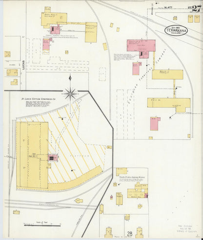 Sanborn Fire Insurance Map from Texarkana, Bowie County, Texas (1905), Sheet #0027 - Complete Map Set gallery image, historic Sanborn map, vintage wall art, Texas Texas