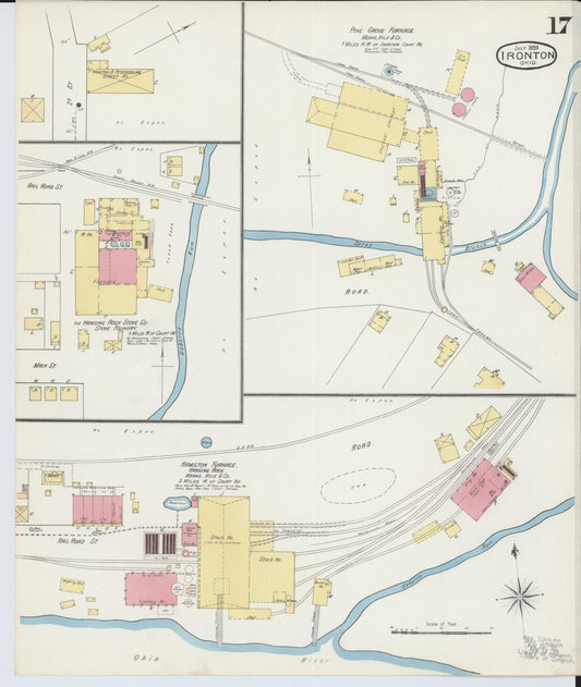 Sanborn Fire Insurance Map from Ironton, Lawrence County, Ohio (1893), Sheet #0017 - Historic Sanborn Fire Insurance Map Print, vintage old map wall art, antique decor, genealogy gift, Ohio Ohio map
