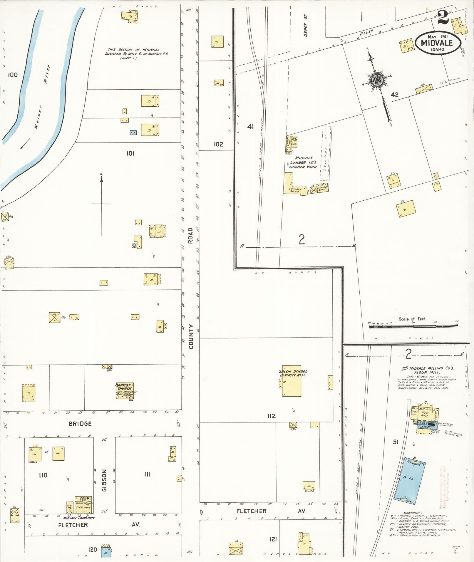 Sanborn Fire Insurance Map from Midvale, Washington County, Idaho (1911), Sheet #0002 - Complete Map Set gallery image, historic Sanborn map, vintage wall art, Idaho Idaho