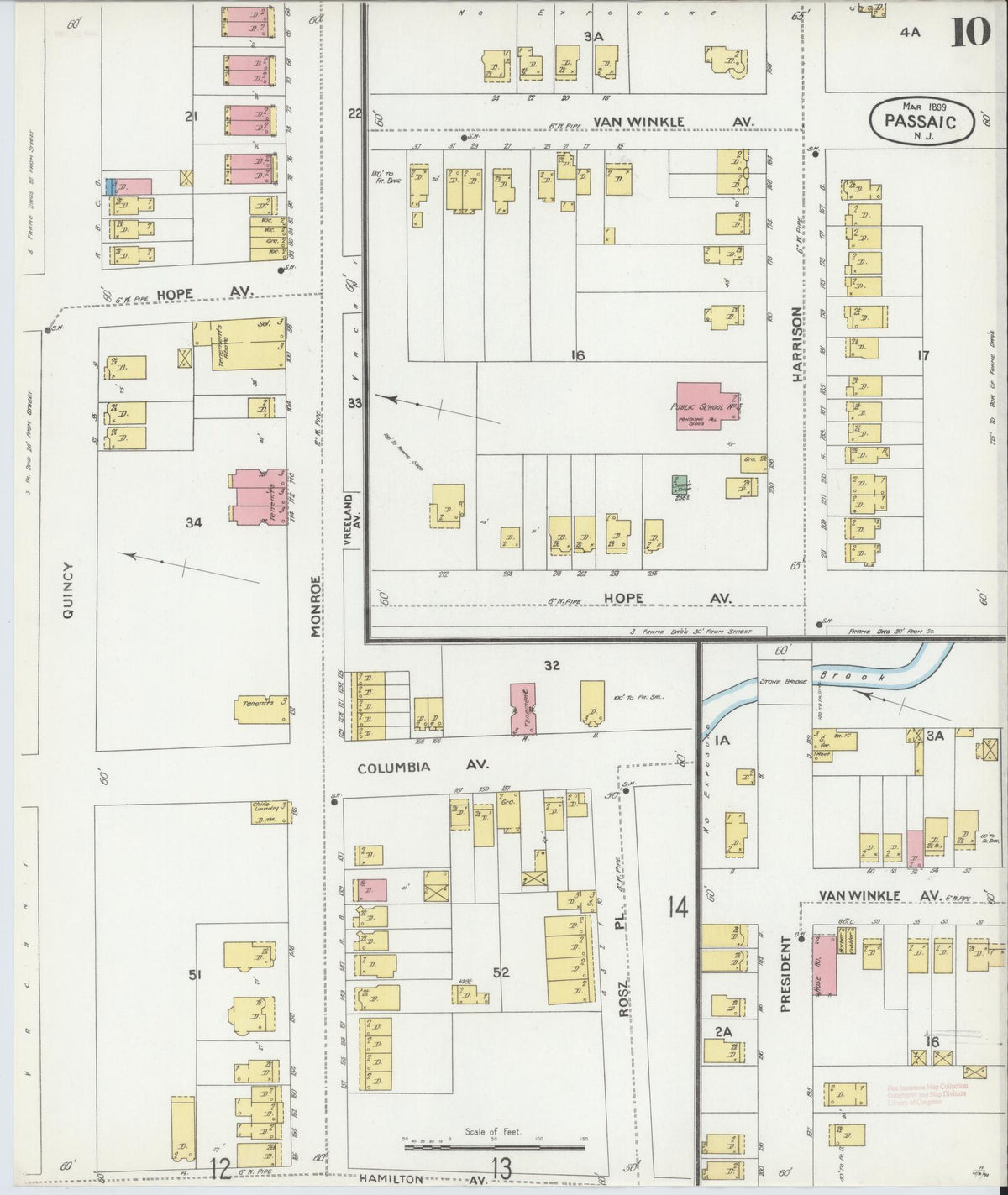 Sanborn Fire Insurance Map from Passaic, Passaic County, New Jersey (1899), Sheet #0010 - Complete Map Set gallery image, historic Sanborn map, vintage wall art, New Jersey New Jersey