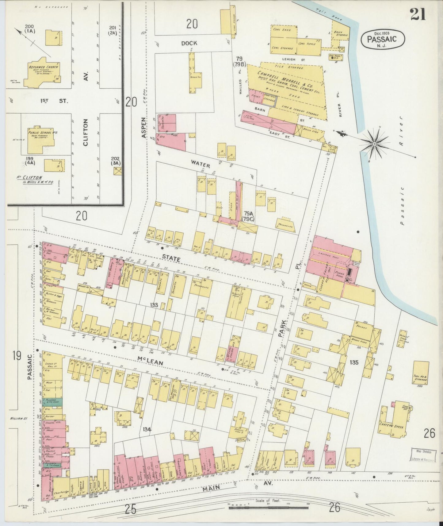 Sanborn Fire Insurance Map from Passaic, Passaic County, New Jersey (1903), Sheet #0021 - Complete Map Set gallery image, historic Sanborn map, vintage wall art, New Jersey New Jersey