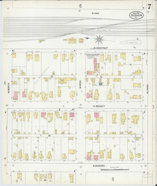 Sanborn Fire Insurance Map from Du Quoin, Perry County, Illinois (1900), Sheet #0007 - Historic Sanborn Fire Insurance Map Print, vintage old map wall art, antique decor, genealogy gift, Illinois Illinois map