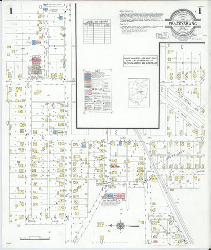 Sanborn Fire Insurance Map from Frazeysburg, Muskingum County, Ohio (1950), Sheet #0001 - Historic Sanborn Fire Insurance Map Print, vintage old map wall art, antique decor, genealogy gift, Ohio Ohio map