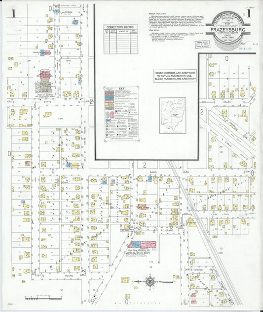 Sanborn Fire Insurance Map from Frazeysburg, Muskingum County, Ohio (1950), Sheet #0001 - Historic Sanborn Fire Insurance Map Print, vintage old map wall art, antique decor, genealogy gift, Ohio Ohio map