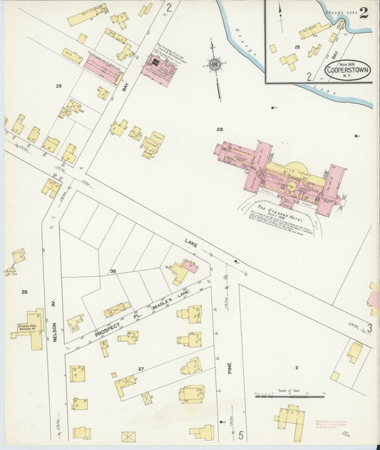 Sanborn Fire Insurance Map from Cooperstown, Otsego County, New York (1909), Sheet #0002 - Complete Map Set gallery image, historic Sanborn map, vintage wall art, New York New York