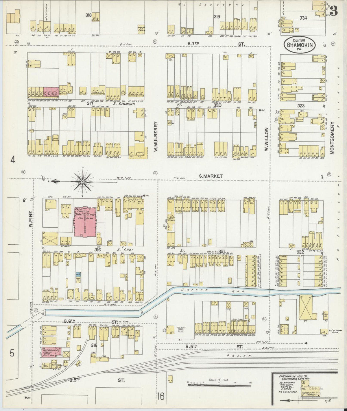 Sanborn Fire Insurance Map from Shamokin, Northumberland County, Pennsylvania (1901), Sheet #0003 - Historic Sanborn Fire Insurance Map Print, vintage old map wall art, antique decor, genealogy gift, Pennsylvania Pennsylvania map