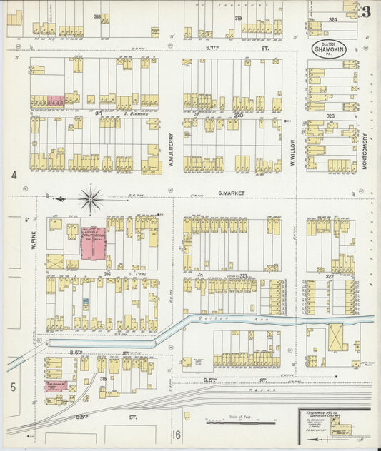 Sanborn Fire Insurance Map from Shamokin, Northumberland County, Pennsylvania (1901), Sheet #0003 - Historic Sanborn Fire Insurance Map Print, vintage old map wall art, antique decor, genealogy gift, Pennsylvania Pennsylvania map