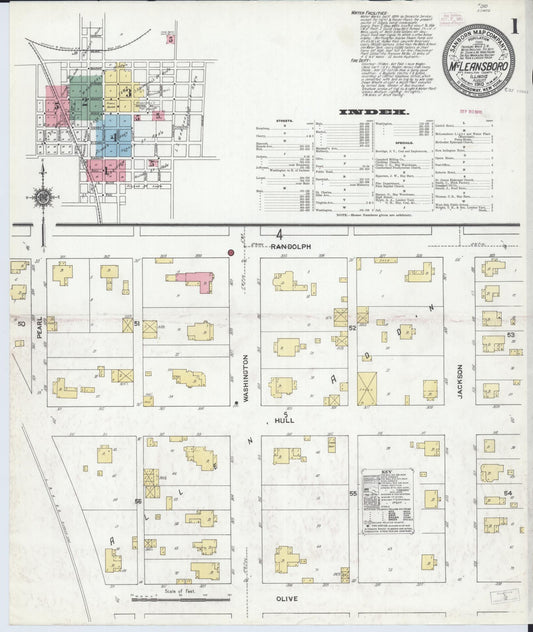 Sanborn Fire Insurance Map from Mcleansboro, Hamilton County, Illinois (1910), Sheet #0001 - Complete Map Set gallery image, historic Sanborn map, vintage wall art, Illinois Illinois