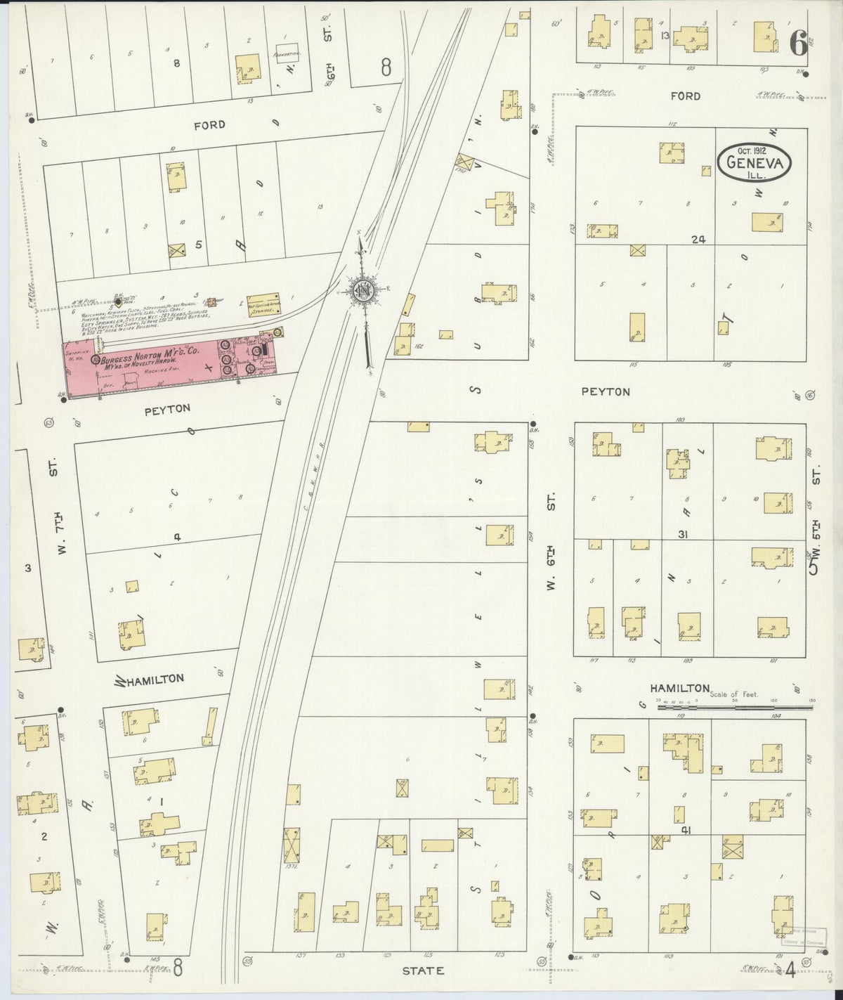 Sanborn Fire Insurance Map from Geneva, Kane County, Illinois (1912), Sheet #0006 - Complete Map Set gallery image, historic Sanborn map, vintage wall art, Illinois Illinois