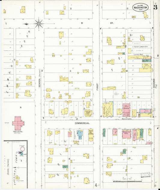 Sanborn Fire Insurance Map from Washington, Washington County, Kansas (1901), Sheet #0003 - Historic Sanborn Fire Insurance Map Print, vintage old map wall art, antique decor, genealogy gift, Sanborn Fire Insurance Map from Washington Washington map