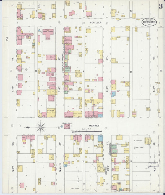 Sanborn Fire Insurance Map from Hermann, Gasconade County, Missouri (1898), Sheet #0003 - Historic Sanborn Fire Insurance Map Print, vintage old map wall art, antique decor, genealogy gift, Missouri Missouri map