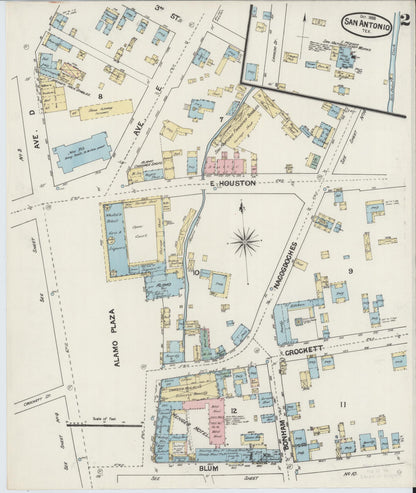Sanborn Fire Insurance Map from San Antonio, Bexar County, Texas (1888), Sheet #0002 - Complete Map Set gallery image, historic Sanborn map, vintage wall art, Texas Texas