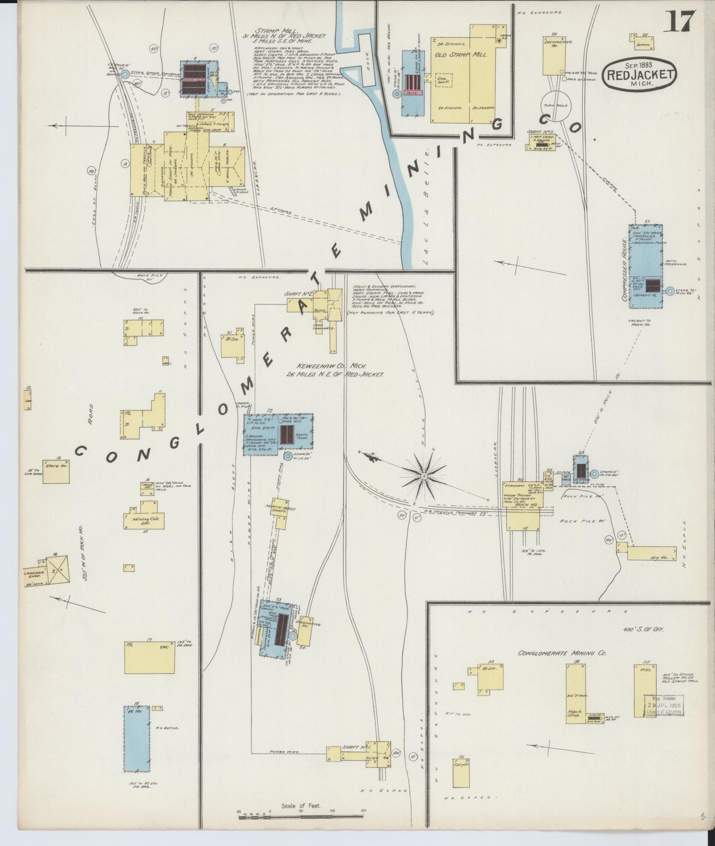 Sanborn Fire Insurance Map from Red Jacket, Houghton County, Michigan (1893), Sheet #0017 - Complete Map Set gallery image, historic Sanborn map, vintage wall art, Michigan Michigan