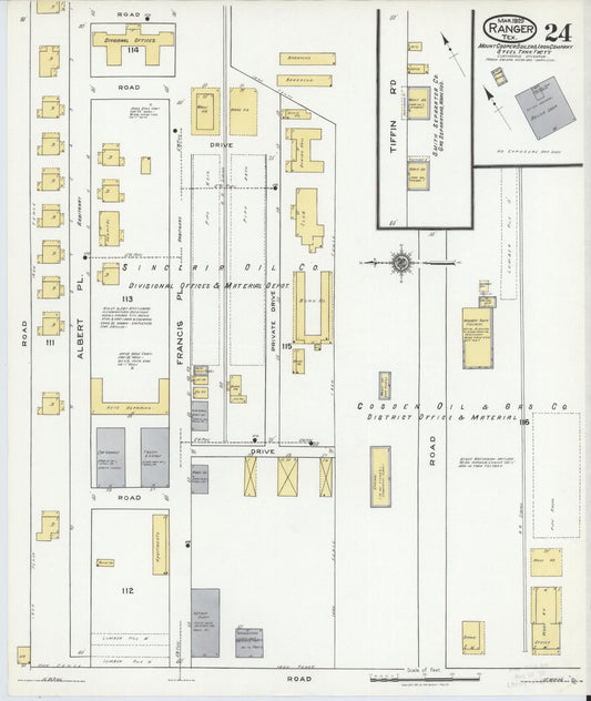Sanborn Fire Insurance Map from Ranger, Eastland County, Texas (1920), Sheet #0024 - Historic Sanborn Fire Insurance Map Print, vintage old map wall art, antique decor, genealogy gift, Texas Texas map