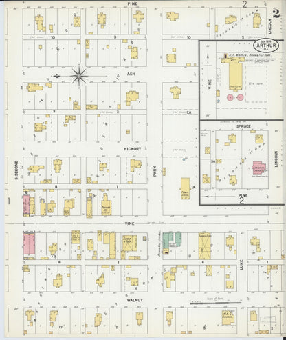 Sanborn Fire Insurance Map from Arthur, Moultrie And Douglas Counties, Illinois (1899), Sheet #0002 - Complete Map Set gallery image, historic Sanborn map, vintage wall art, Illinois Illinois