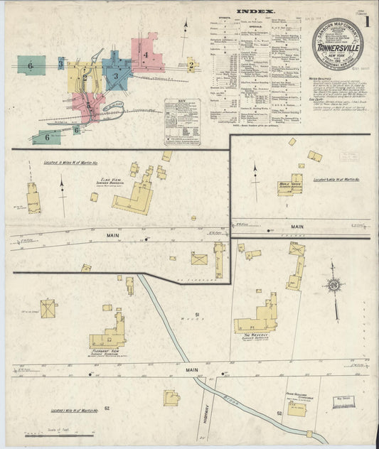 Sanborn Fire Insurance Map from Tannersville, Greene County, New York (1912), Sheet #0001 - Historic Sanborn Fire Insurance Map Print, vintage old map wall art, antique decor, genealogy gift, New York New York map