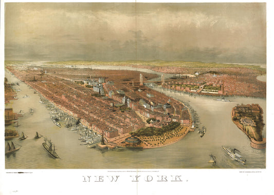 New York (1874) – Historic Bird’s-Eye View Panorama Print