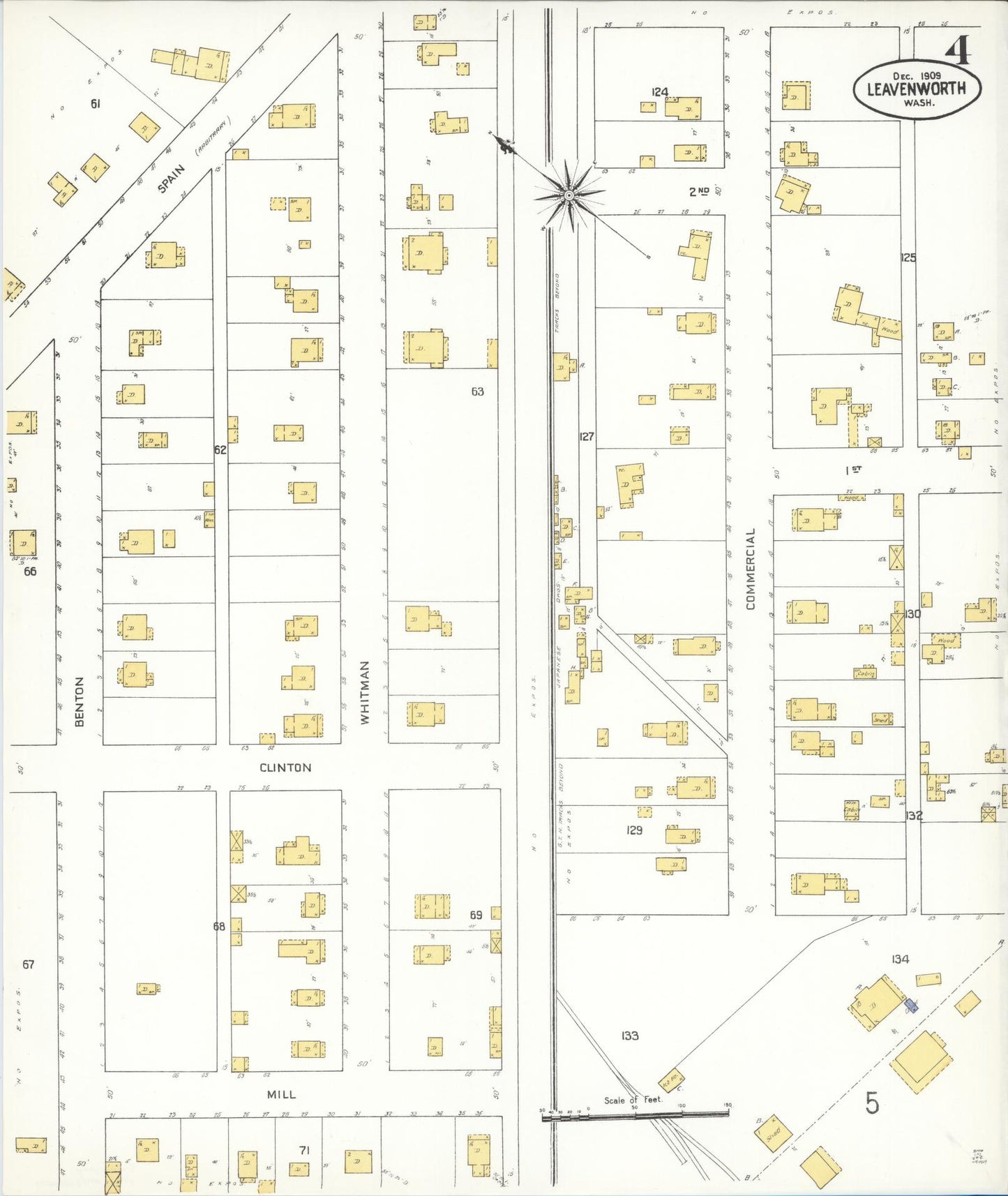 Sanborn Fire Insurance Map from Leavenworth, Chelan County, Washington (1909), Sheet #0004 - Complete Map Set gallery image, historic Sanborn map, vintage wall art, Washington Washington