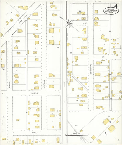 Sanborn Fire Insurance Map from Leavenworth, Chelan County, Washington (1909), Sheet #0004 - Complete Map Set gallery image, historic Sanborn map, vintage wall art, Washington Washington