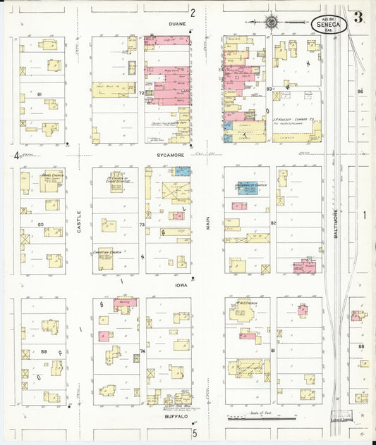 Sanborn Fire Insurance Map from Seneca, Nemaha County, Kansas (1911), Sheet #0003 - Historic Sanborn Fire Insurance Map Print, vintage old map wall art, antique decor, genealogy gift, Kansas Kansas map