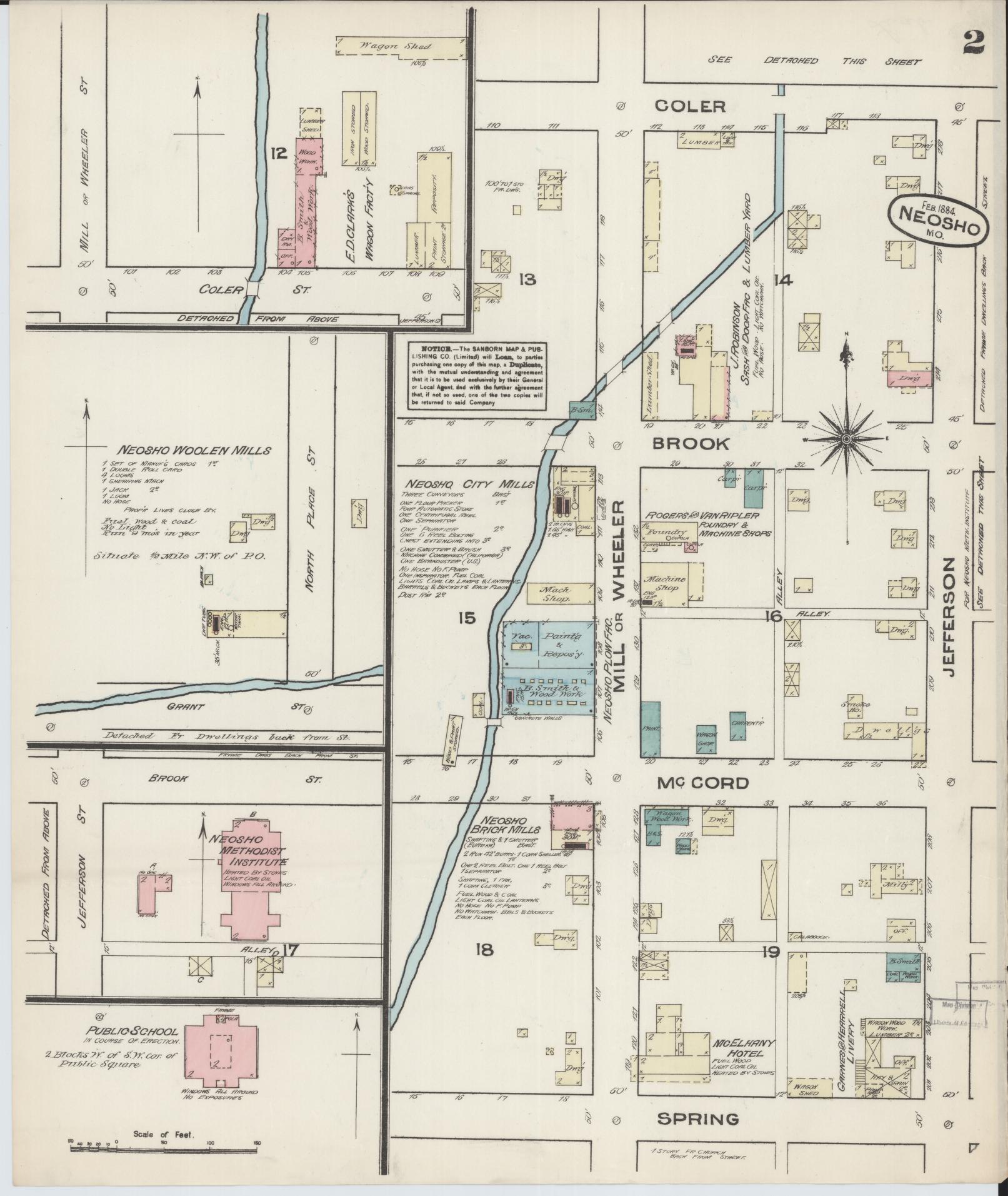 Sanborn Fire Insurance Map from Neosho, Newton County, Missouri (1884), Sheet #0002 - Complete Map Set gallery image, historic Sanborn map, vintage wall art, Missouri Missouri