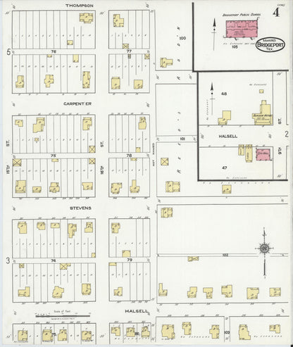 Sanborn Fire Insurance Map from Bridgeport, Wise County, Texas (1921), Sheet #0004 - Historic Sanborn Fire Insurance Map Print, vintage old map wall art, antique decor, genealogy gift, Texas Texas map