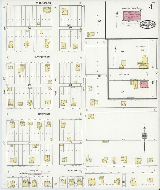 Sanborn Fire Insurance Map from Bridgeport, Wise County, Texas (1921), Sheet #0004 - Historic Sanborn Fire Insurance Map Print, vintage old map wall art, antique decor, genealogy gift, Texas Texas map