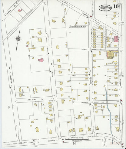 Sanborn Fire Insurance Map from Hempstead, Nassau County, New York (1919), Sheet #0010 - Complete Map Set gallery image, historic Sanborn map, vintage wall art, New York New York