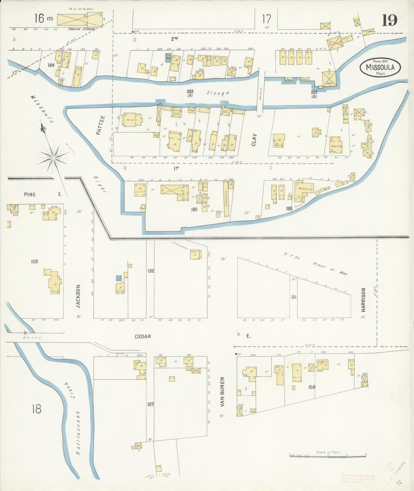 Sanborn Fire Insurance Map from Missoula, Missoula County, Montana (1902), Sheet #0019 - Complete Map Set gallery image, historic Sanborn map, vintage wall art, Montana Montana