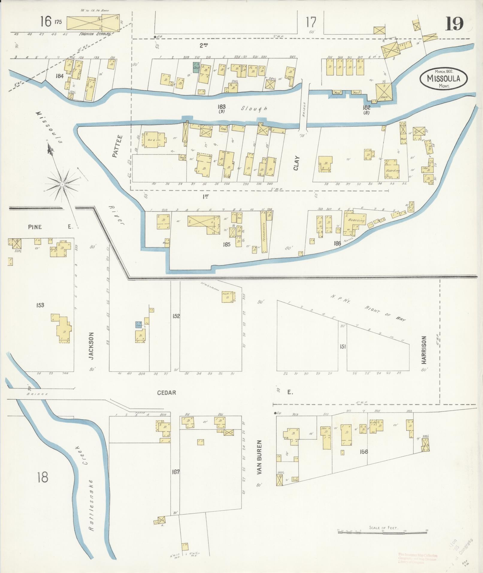 Sanborn Fire Insurance Map from Missoula, Missoula County, Montana (1902), Sheet #0019 - Complete Map Set gallery image, historic Sanborn map, vintage wall art, Montana Montana
