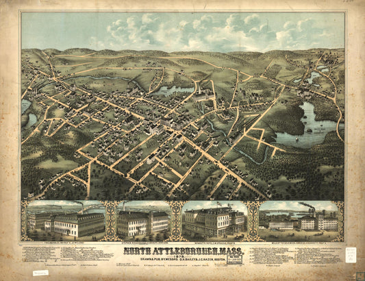 North Attleborough, Mass. 1878. (1878) – Historic Bird’s-Eye View Panorama Print