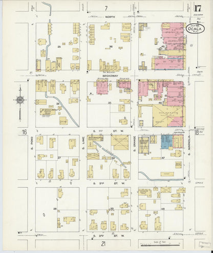 Sanborn Fire Insurance Map from Ocala, Marion County, Florida (1912), Sheet #0017 - Complete Map Set gallery image, historic Sanborn map, vintage wall art, Florida Florida