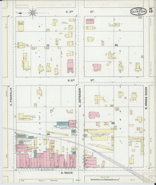 Sanborn Fire Insurance Map from Clinton, Henry County, Missouri (1891), Sheet #0005 - Historic Sanborn Fire Insurance Map Print, vintage old map wall art, antique decor, genealogy gift, Missouri Missouri map