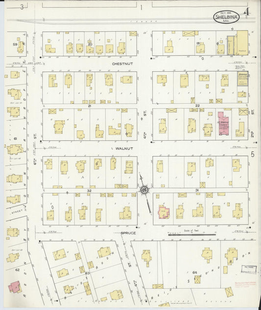 Sanborn Fire Insurance Map from Shelbina, Shelby County, Missouri (1916), Sheet #0004 - Historic Sanborn Fire Insurance Map Print, vintage old map wall art, antique decor, genealogy gift, Missouri Missouri map