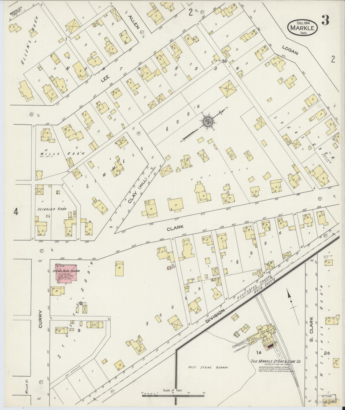 Sanborn Fire Insurance Map from Markle, Huntington County, Indiana (1914), Sheet #0003 - Historic Sanborn Fire Insurance Map Print, vintage old map wall art, antique decor, genealogy gift, Indiana Indiana map
