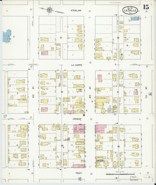 Sanborn Fire Insurance Map from La Salle, La Salle County, Illinois (1911), Sheet #0015 - Historic Sanborn Fire Insurance Map Print, vintage old map wall art, antique decor, genealogy gift, Illinois Illinois map