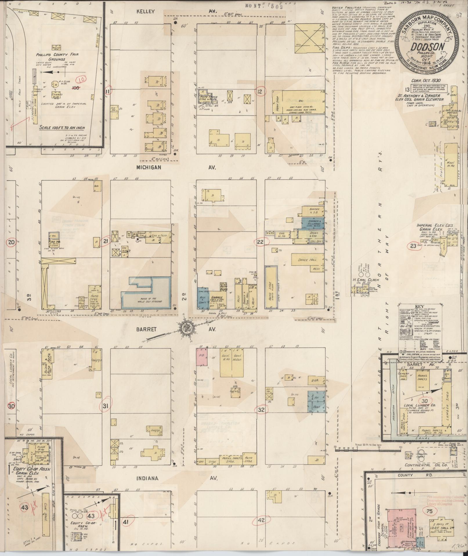 Sanborn Fire Insurance Map from Dodson, Phillips County, Montana (1930), Sheet #0001 - Historic Sanborn Fire Insurance Map Print, vintage old map wall art, antique decor, genealogy gift, Montana Montana map
