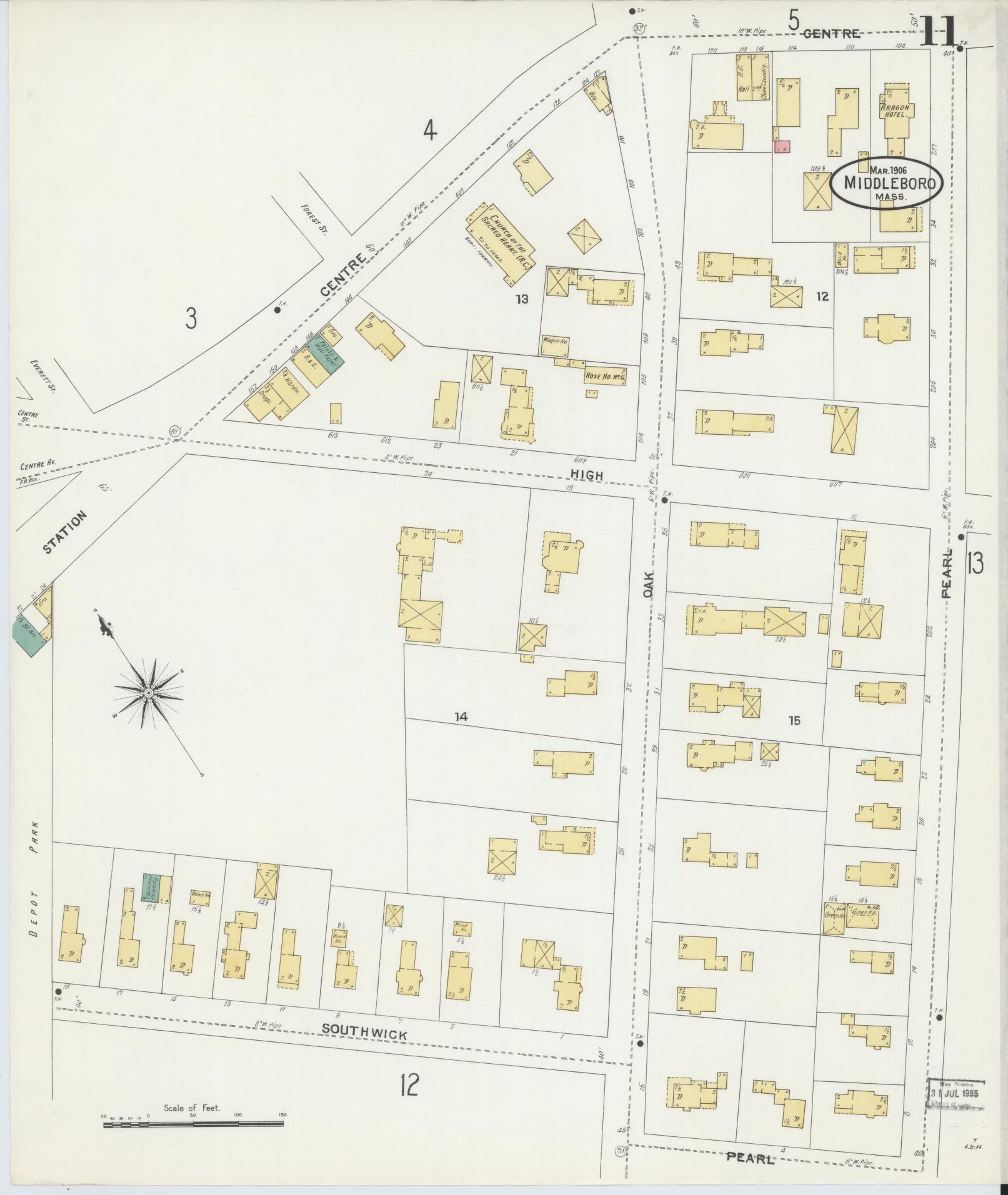 Sanborn Fire Insurance Map from Middleboro, Plymouth County, Massachusetts (1906), Sheet #0011 - Complete Map Set gallery image, historic Sanborn map, vintage wall art, Massachusetts Massachusetts
